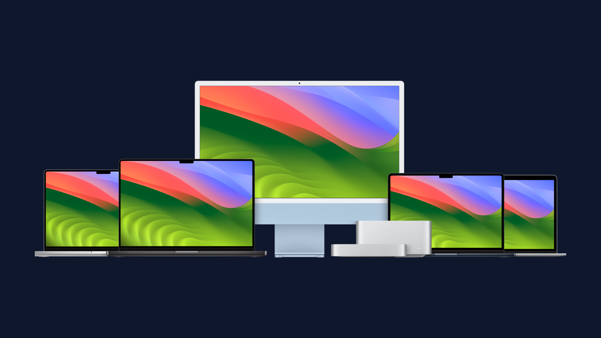 Lineup of Mac products. 