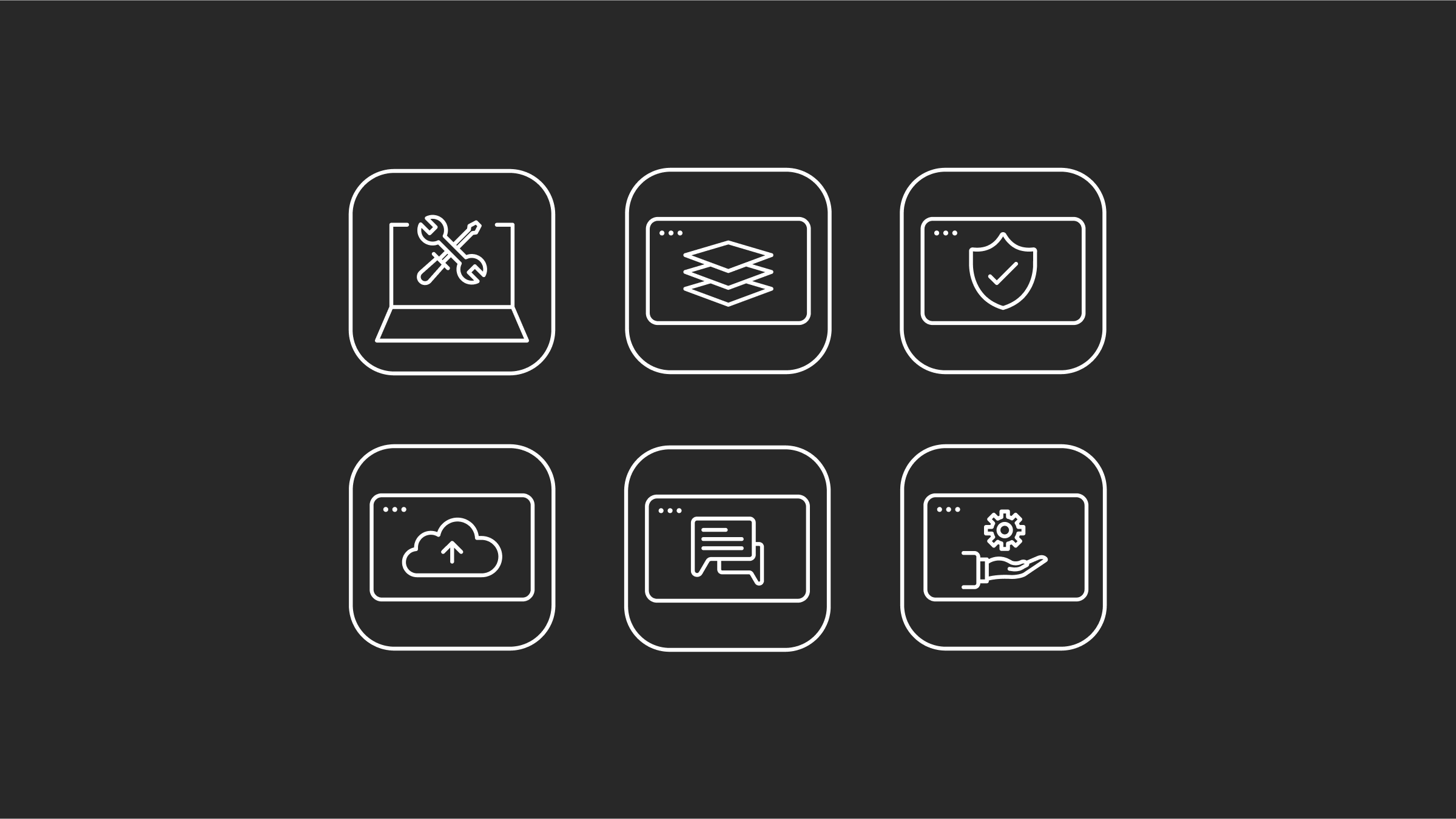 Infographie avec des icônes montrant les types de services informatiques.