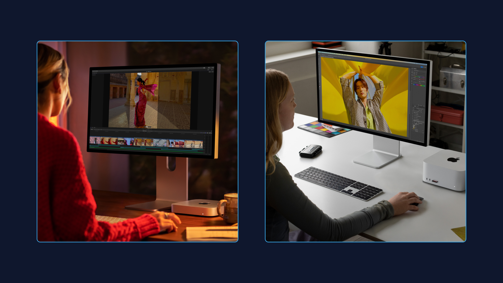 Women working on Mac computer